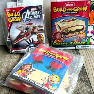 Build & Grow DIY wood kits for kids Avenger jet creepy box Heart picture holder